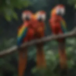 A vibrant macaw perched on a branch
