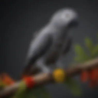 Healthy African Grey Parrot in Its Natural Habitat African grey parrot perched on a branch, showcasing its vibrant feathers