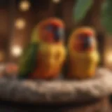 A cozy conure bird bed with soft bedding materials