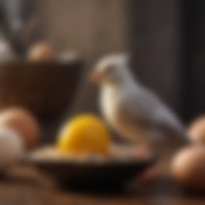 Homemade egg food preparation for birds