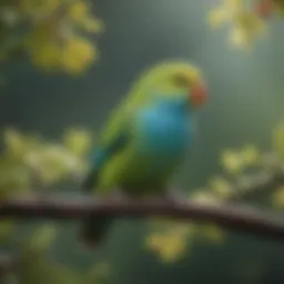 Vibrant parrotlet perched on a branch