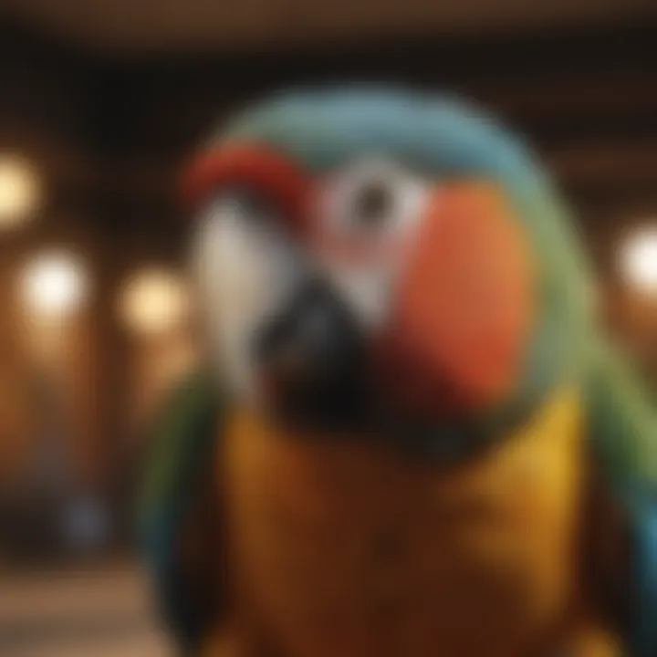 A variety of parrot species in a pet store