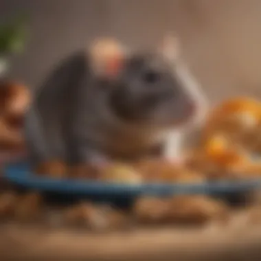 A close-up of rat-safe treats and snacks arranged on a plate