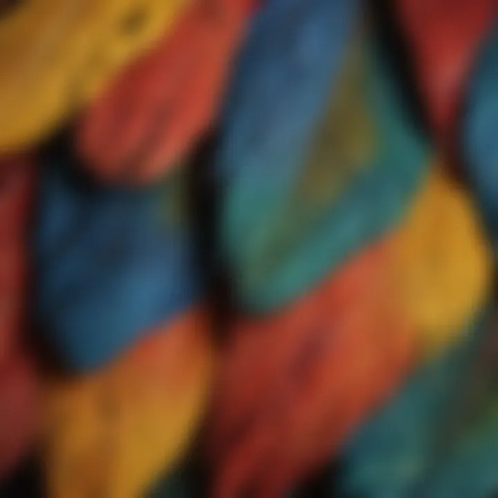 A close-up shot of a macaw's feathers showcasing their intricate patterns
