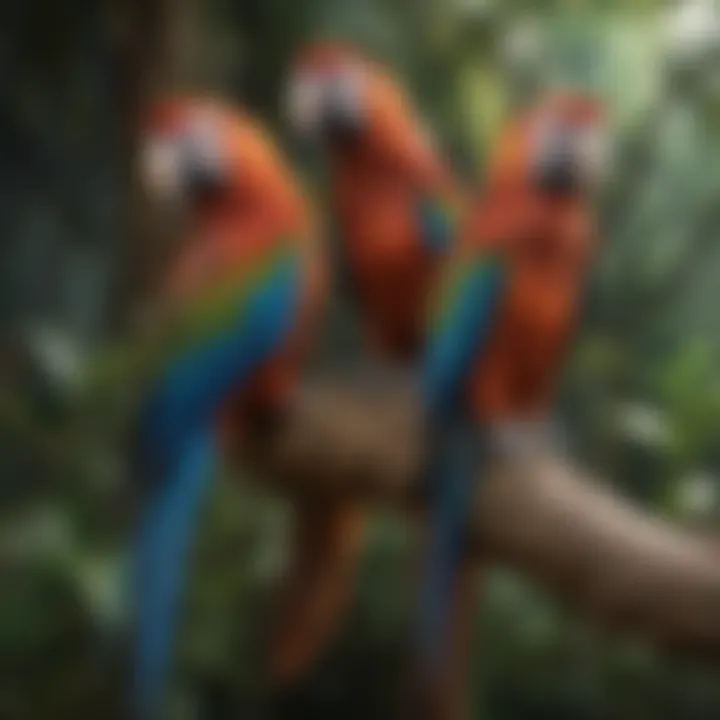 A serene environment where macaws are being responsibly bred and cared for