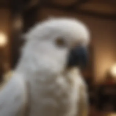 A checklist of care requirements for an umbrella cockatoo in a visually engaging format