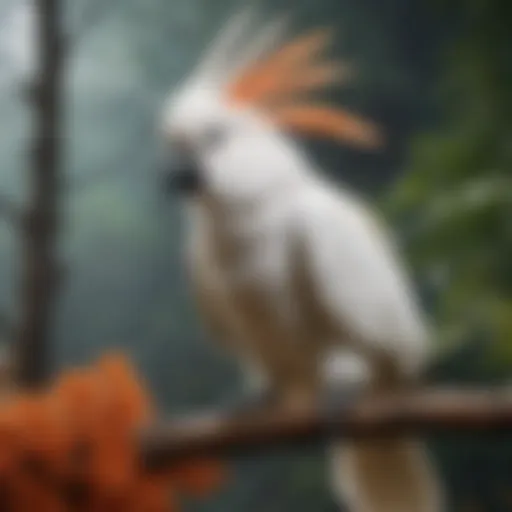 Vibrant umbrella cockatoo perched on a branch showcasing its stunning plumage