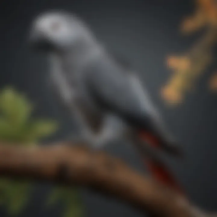 Elegant African Grey parrot perched on a branch