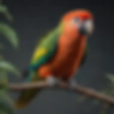 Vibrant Amazon parrot perched on a branch