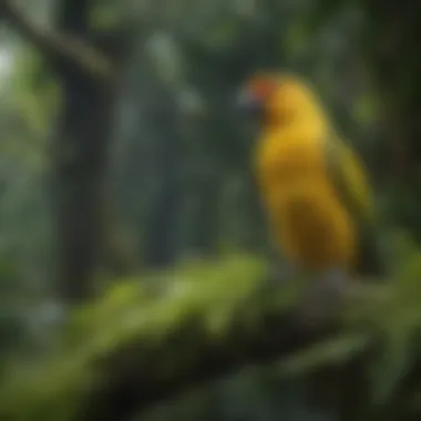 Amazon Yellow Nape perched in its natural habitat surrounded by lush greenery.