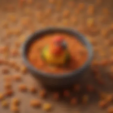 A bowl filled with high-quality commercial pellets for sun conures.