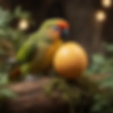 Behavioral Implications of Fake Eggs for Conures A conure interacting curiously with a fake egg in its environment