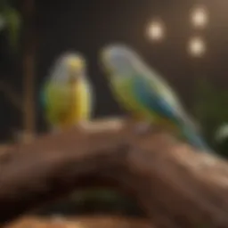 Natural wood budgie perch with rough texture for climbing
