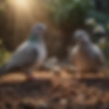 Doves in a serene environment with quality feed