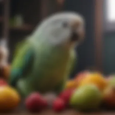 Fresh fruits suitable for parakeet consumption