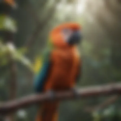 Colorful parrot perched on a branch