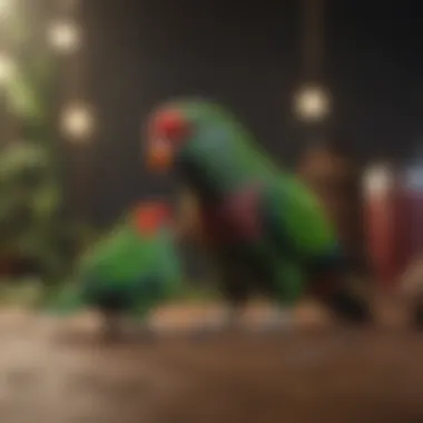 Eclectus Parrot Playing An Eclectus parrot engaging in playful activity, illustrating its lively personality and health.