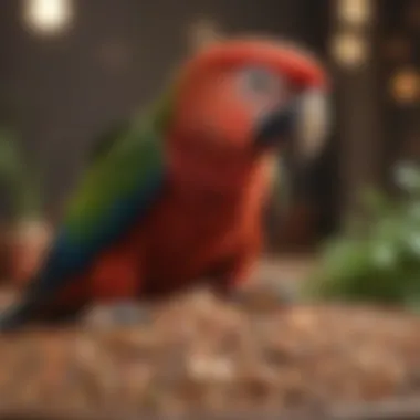 Parrot Savoring Nutritious Seeds A healthy parrot enjoying a seed mix, illustrating the joy of proper nutrition.