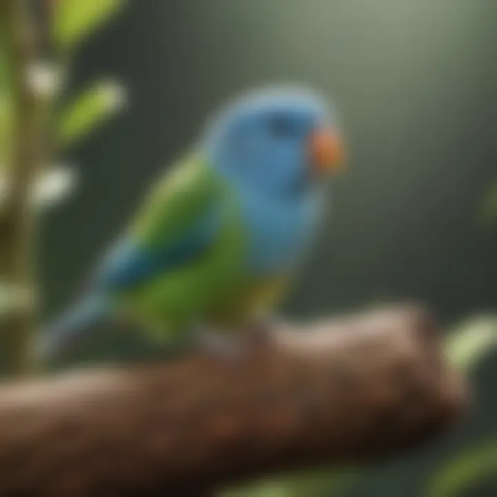 Natural wood perches and toys for parrotlet enrichment