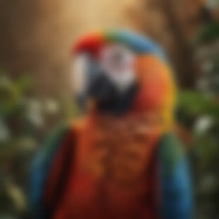 A majestic macaw with bright plumage and an engaging demeanor