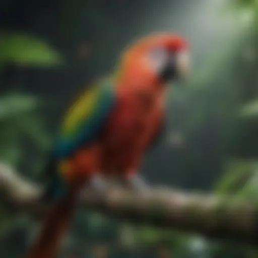 Colorful parrot perched on a branch