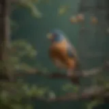 Natural branches in a birdcage providing enrichment