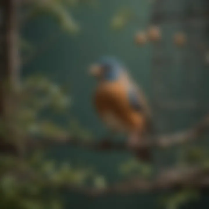 Natural branches in a birdcage providing enrichment