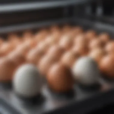 Bird Eggs Ready for Incubation Close-up of various bird eggs placed in an incubator