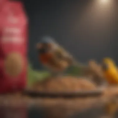 Diverse Range of Bird Food Products A variety of bird food products displayed in vibrant packaging.