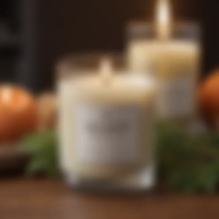 Close-up of candle ingredients labeled as bird-friendly