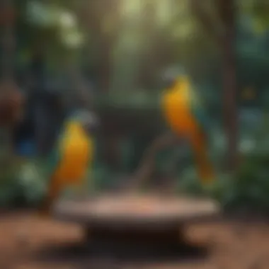 Vibrant Bird Playground Stands Colorful bird playground stands in a vibrant setting