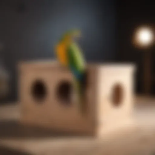 Elegant wooden breeding box designed for parrots featuring ventilation holes