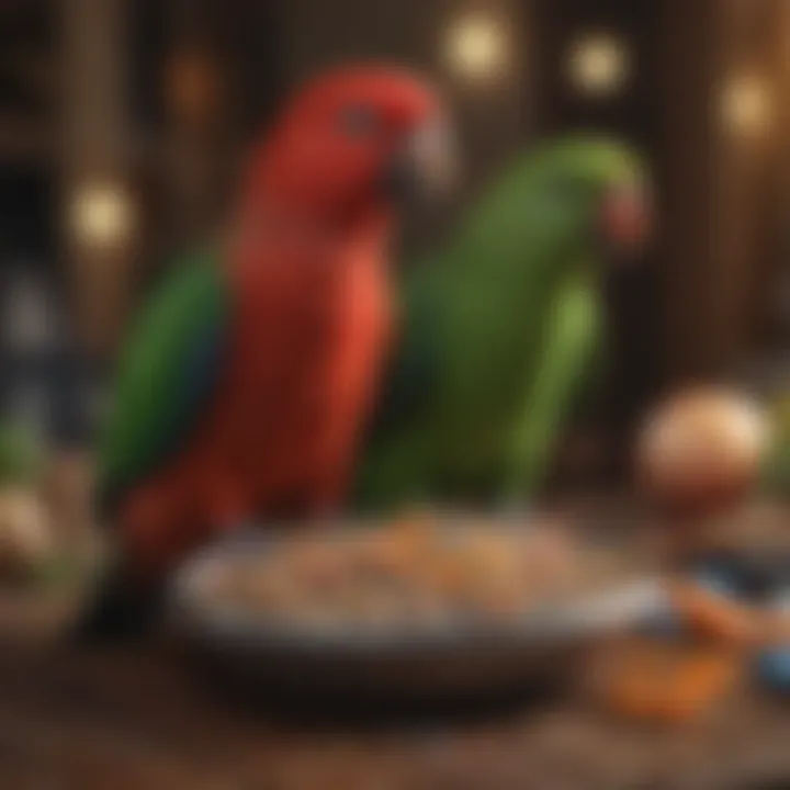 Healthy diet for Eclectus Parrots displayed