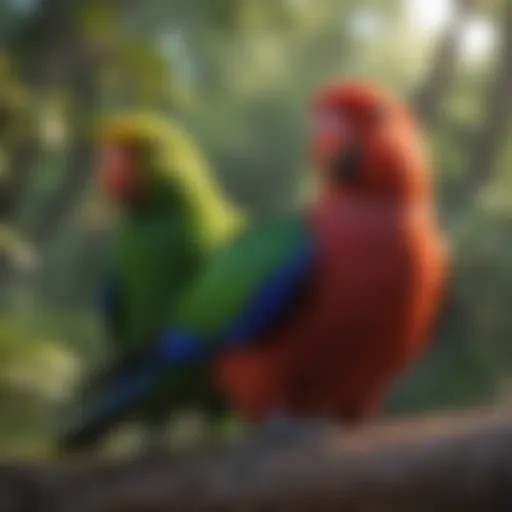 Vibrant Eclectus Parrots in their natural habitat