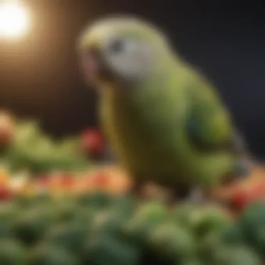 Fresh fruits and vegetables suitable for budgies