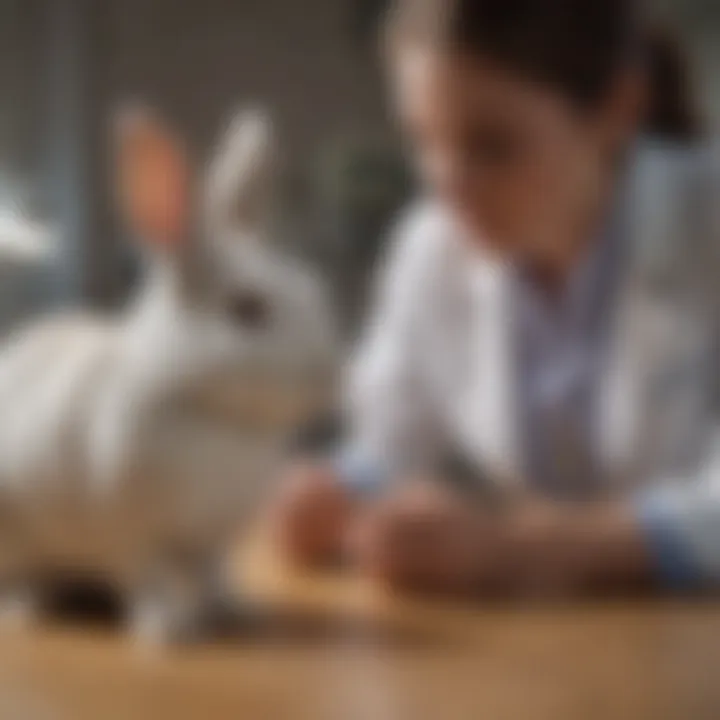 A rabbit owner discussing health with a veterinarian