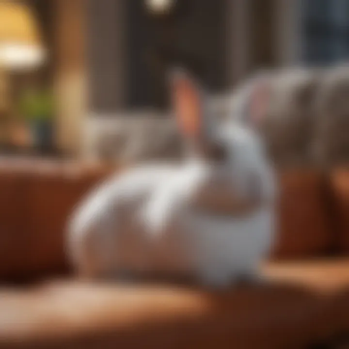 A cozy couch setup designed for rabbit comfort