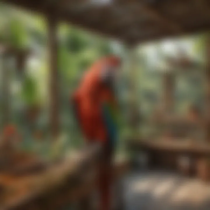 A spacious and well-designed aviary suitable for a scarlet macaw