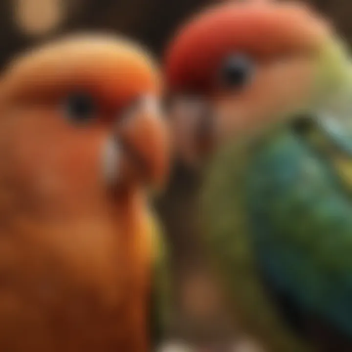 Various love bird breeds displayed together