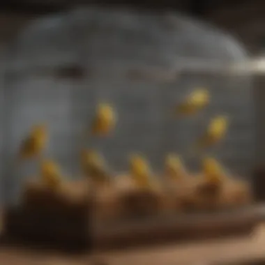 Different types of canary cages arranged for comparison.