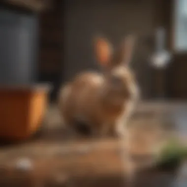 Rabbit Behavior and Litter Box Adaptability A rabbit demonstrating its natural behavior and adaptability in a litter box environment.