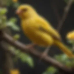 A vibrant canary perched on a branch, showcasing its bright plumage.