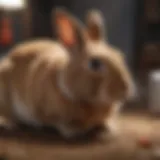 A rabbit being examined for flea infestations