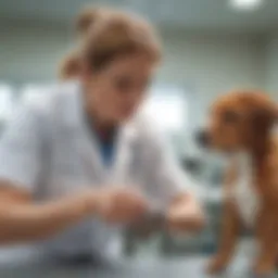 Veterinarian examining a dog in a clinic