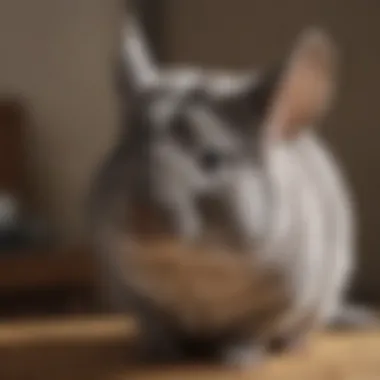 Chinchilla being groomed with a brush