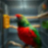A spacious cage designed for an Eclectus Parrot, showcasing ample flying space and perches.