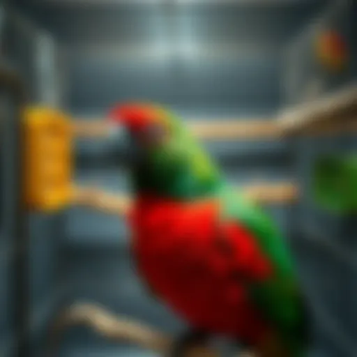 A spacious cage designed for an Eclectus Parrot, showcasing ample flying space and perches.