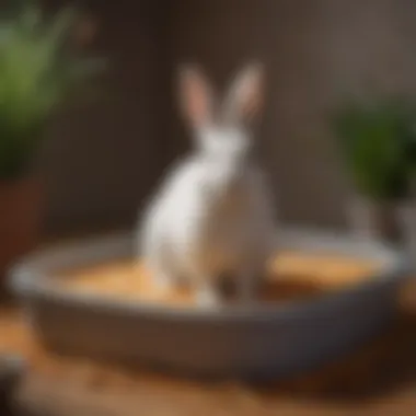 Maintained Litter Box for Happy Rabbits Flemish Giant Rabbit in a well-maintained litter box