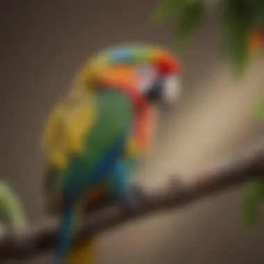 A Colorful Companion: The Beauty of Parrots A vibrant parrot perched on a branch, showcasing its colorful feathers.