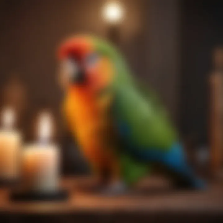 An infographic illustrating the hazards of traditional candles to parrots.